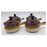 4 Covered Soup Bowls