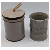 2 Cylindrical Kitchen Storage Ceramic Containers