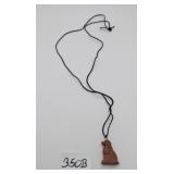 Carved Goldstone Dog Pendant Necklace