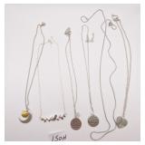 Group of Silver Tone Love Necklaces