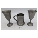 3 Pewter Cups