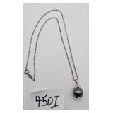 Sterling Hematite Dolphin Pendant w/ Chain