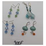 Four Pair of Earrings In Blues