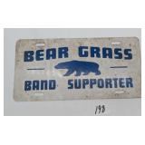 Bear Grass Band Supporter License Plate