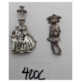 2 Sterling Figural Brooches 8 Grams