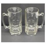2 Large Heavy Glass Mugs
