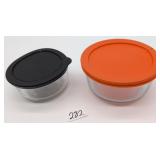 2 Small Pyrex Lidded Containers