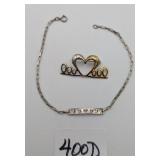 Sterling Y2K Bracelet & Brooch 7 Grams