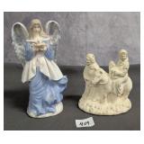 Porcelain Angel & Ceramic Holy Family