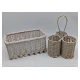 Wicker Basket and Wine or Bottle Carrier