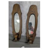 Wood & Mirror Wall Candle Sconces