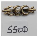 Sterling Brooch w/ Faux Pearl Symmetalic