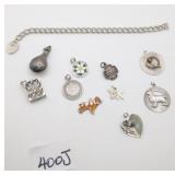 Sterling Charm Bracelet & Charms 41 Grams