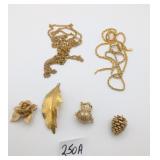 4 Goldtone Pendants & 2 Necklaces