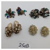 4 Pair Vintage Clip Earrings