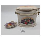 Fruit Theme Storage Canister & Lefton Leaf Dish