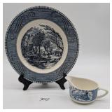 Currier & Ives Plate & Creamer
