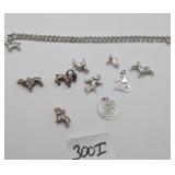 Sterling Charm Bracelet & Dog Charms 47 grams