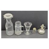 Clear Glass Cruet, Storage Jug, Mason Jar, etc