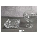 Mid Century Candy Dish & Crystal Ash Tray