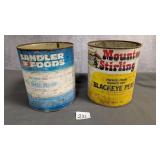 2 Vintage Food Cans Advertising