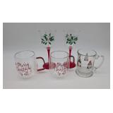 Christmas Glassware inc Double Wall Mugs