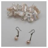 Keshi Pearl Bracelet and FW Pearl Earrings