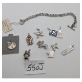 Sterling Charm Bracelet and Charms