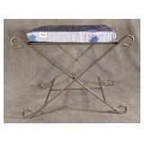 Metal Bench w/ Blue Upholstered Cushion