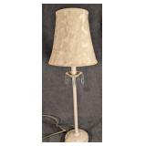 Tall Lamp w/ Acrylic Prisms & Floral Shade
