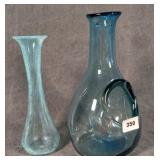 Blue Glass Tizsa Vase & Iced Wine Carafe