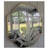 Octagonal Mirror w/ Bird of Paradise Stencil