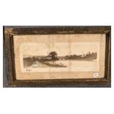 Framed Antique Landscape Print as Found