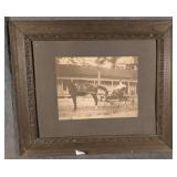 Oak Framed Photo of Edwardian Lady in Carriage