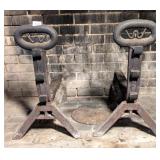 Pair of Arts & Crafts Cast Iron Andirons