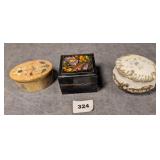 Stone, Lacquer, & Milk Glass Trinket Dishes (3)