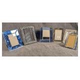 Group of SIlver & Blue Photo Frames