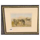 Framed Zebra Lithograph