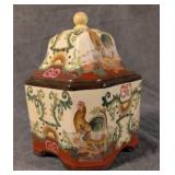 Chinoiserie Lidded Porcelain Jar w/ Chickens