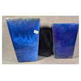 Two Cobalt Blue Glazed Ceramic Planters