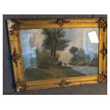 Gilt Framed Pastel Landscape As Found