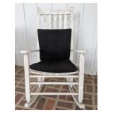 White Wood Rocker w/ Black Cushion