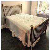 Full Sized Antique Brass Bed Frame w/ Linens