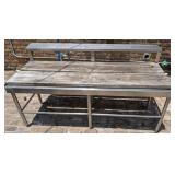 Stainless 2 Tier Table w/ Wood Plank Top