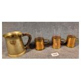 Brass Mug & 3 Copper Irish Coffee Mugs
