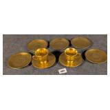 Wheeling Gold Encrusted Demitasse Cups & Saucers