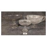 Three Clear Glass Compotes