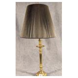 Brass Candlestick Lamp w/ String Shade