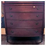 Bow Front Inlaid Reed Column 4 Drawer Dresser