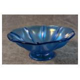 Fenton Melon Rib Celeste Blue Stretch Glass Bowl